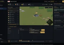 The AoE4 Foundry simulator running an English Fast Feudal build — isometric map, build order steps, validation and bottleneck panels